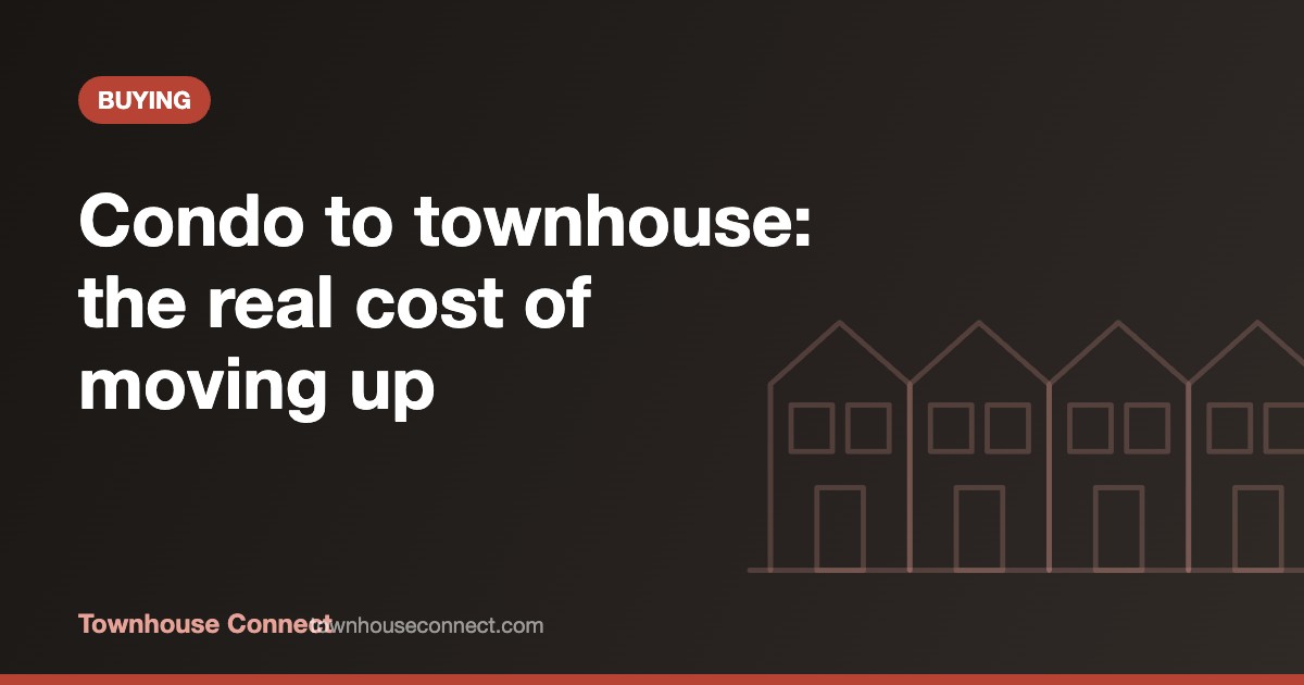 Condo to townhouse upgrade cost in Toronto with selling costs and land transfer tax